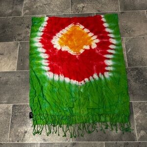 Vibrant Tie-Dye Sarong with Fringe